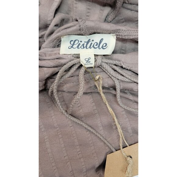 Listicle Hooded Lounge Pajama Set Mocha Draw String Straight Leg Womens Lg New - Picture 6 of 15